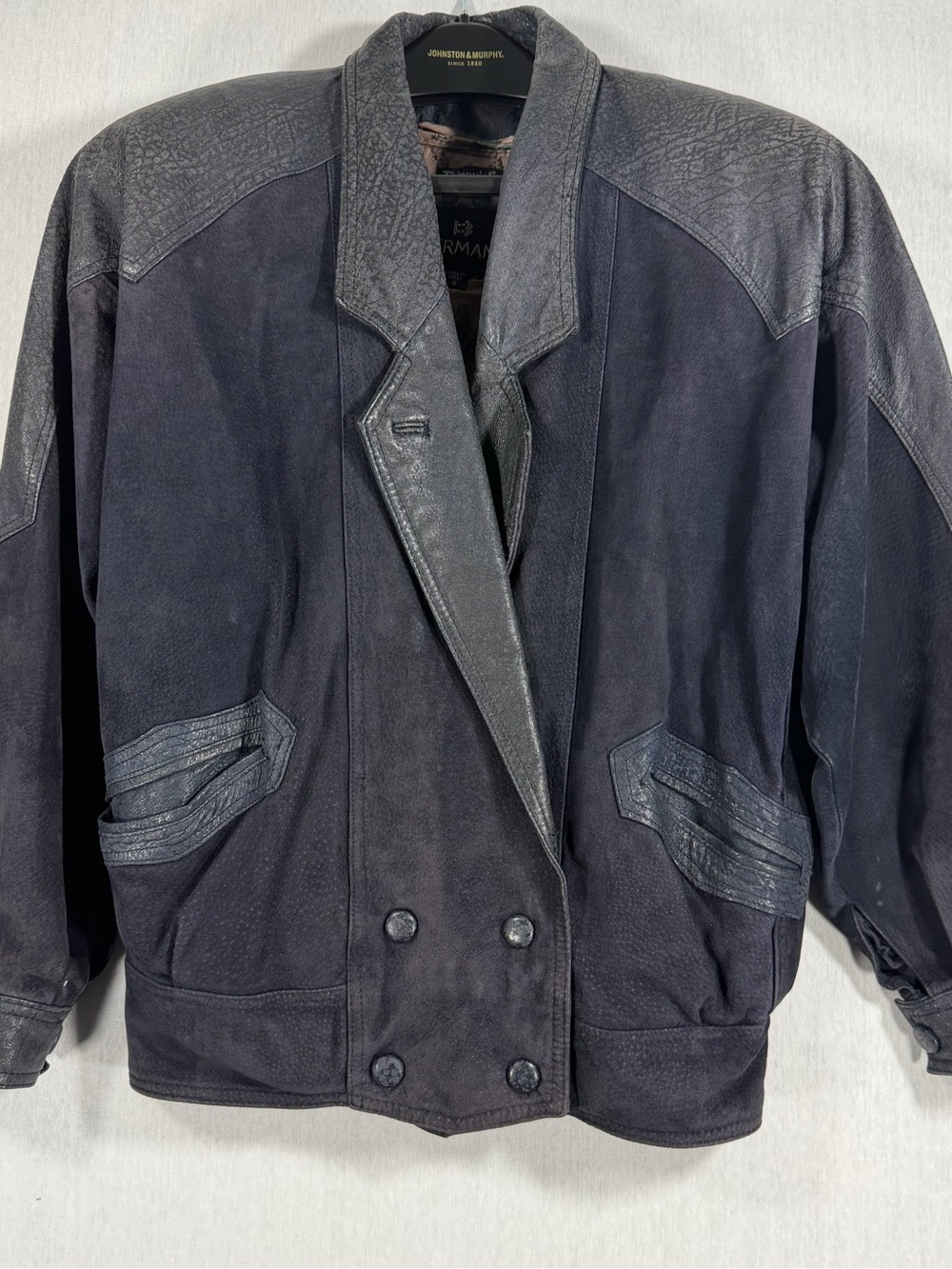 Vintage Bermans Leather Suede Jacket Womens S Black Western Thinsulate Insulated